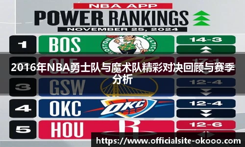 2016年NBA勇士队与魔术队精彩对决回顾与赛季分析